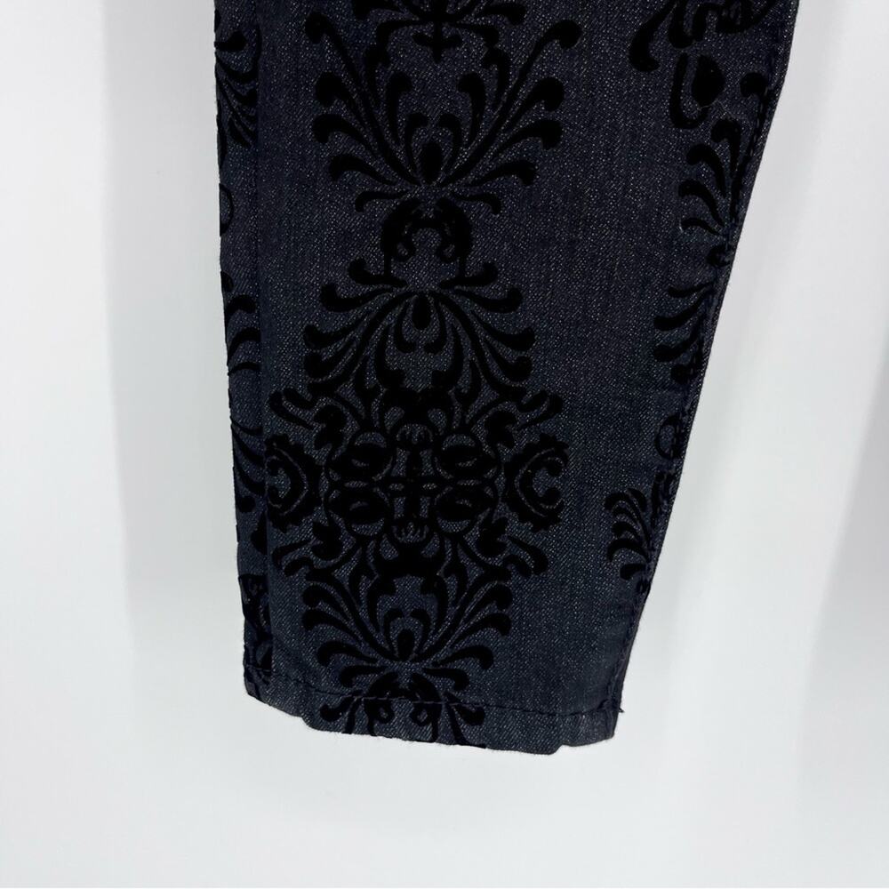Bisou Bisou Michele Bohbot‎ Black Flocked Skinny Jeans Size 4 - Picture 3 of 8